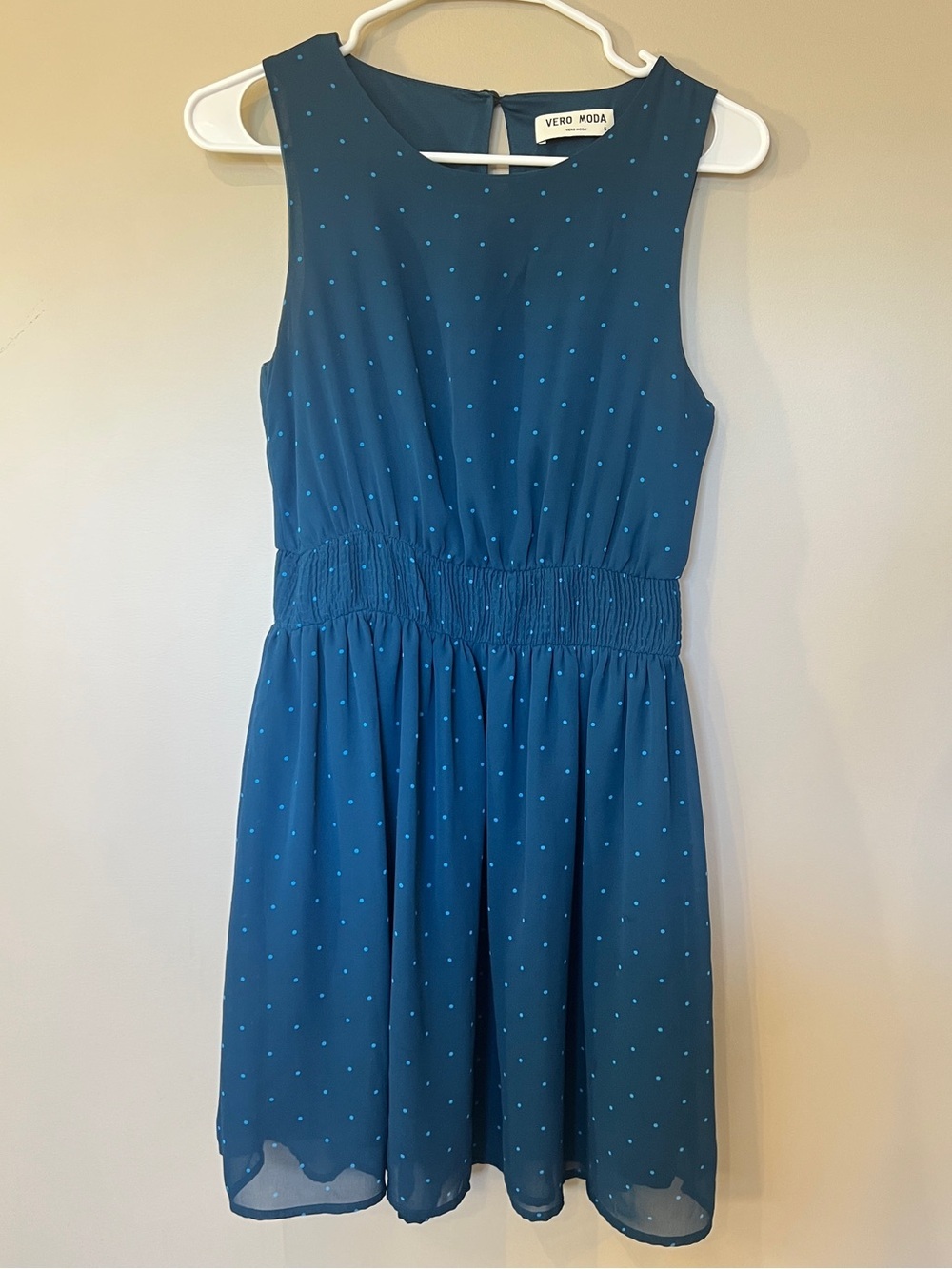 Vero Moda Teal Sleeveless Polka Dot Dress